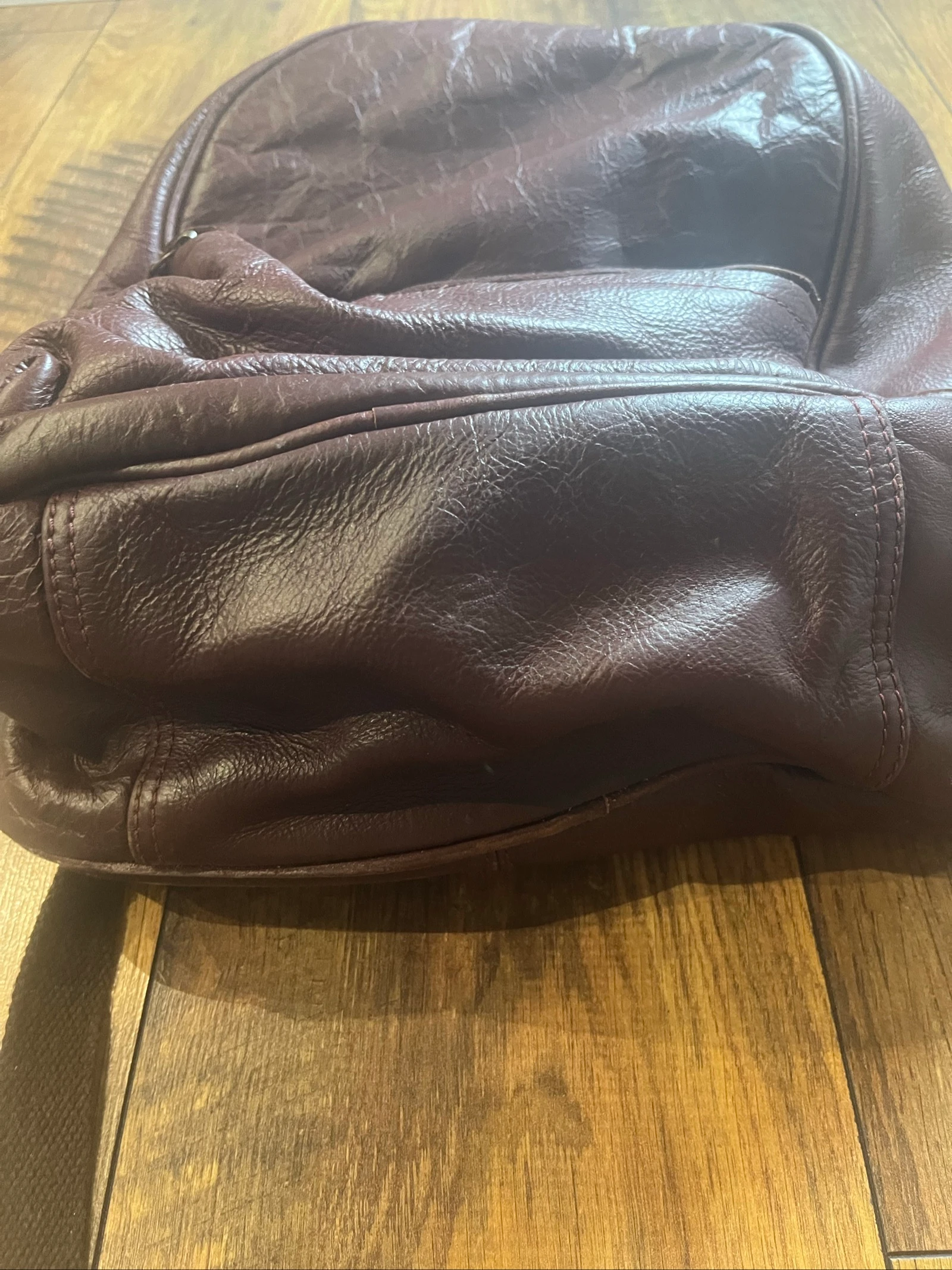 Vintage burgundy genuine leather backpack and sides - Paul Marius - good condition – photo 9